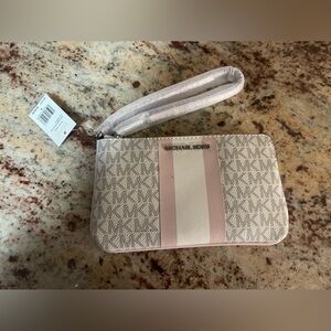 Michael Kors Large Signature Logo Top Zip Wristlet